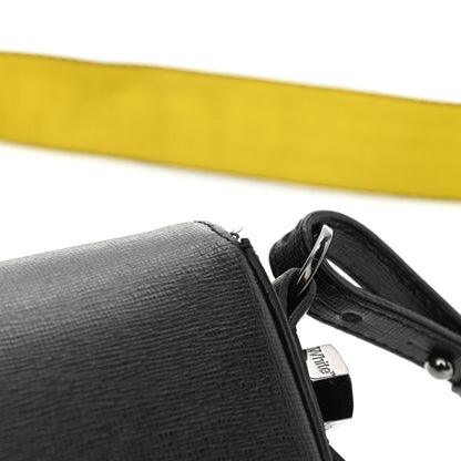 Off-White Saffiano Striped Mini Diag Binder Clip Bag Black White Yellow 10 of 12