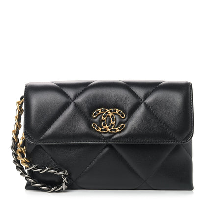 Chanel Lambskin Quilted Chanel 19 Flap Clutch Black 1 of 9