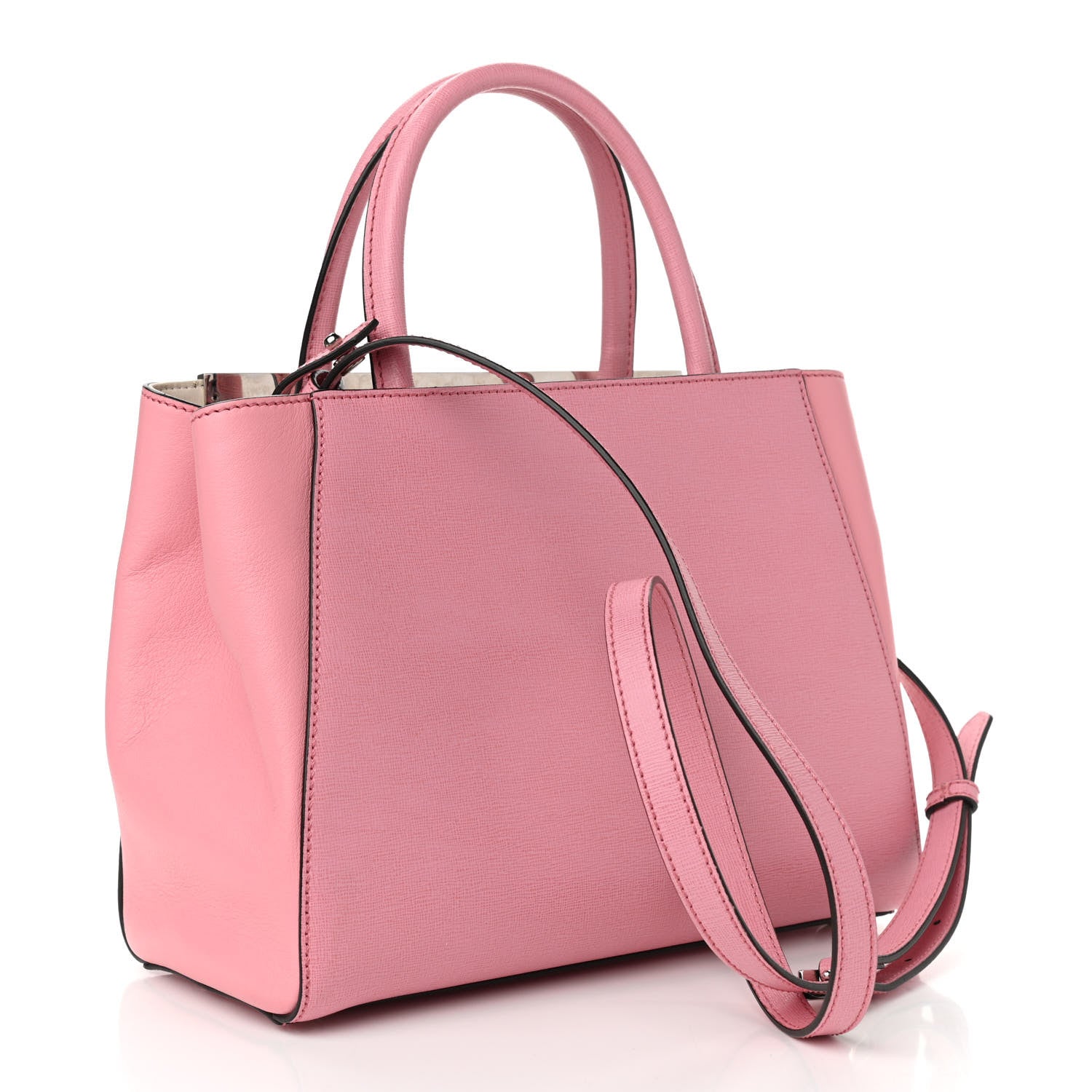 Fendi Vitello Elite Flamingo Mink Monster Charm Petite 2Jours Tote Pink Multicolor 2 of 9