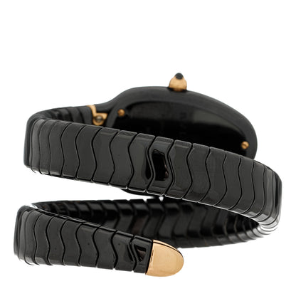 Bulgari 18K Rose Gold Ceramic Diamond Bezel 35mm Serpenti Tubogas Quartz Watch Black 3 of 5