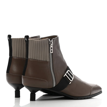 Hermes Nappa Calfskin Technical Canvas Shocky Ankle Boots 38.5 Gris Galet 4 of 11