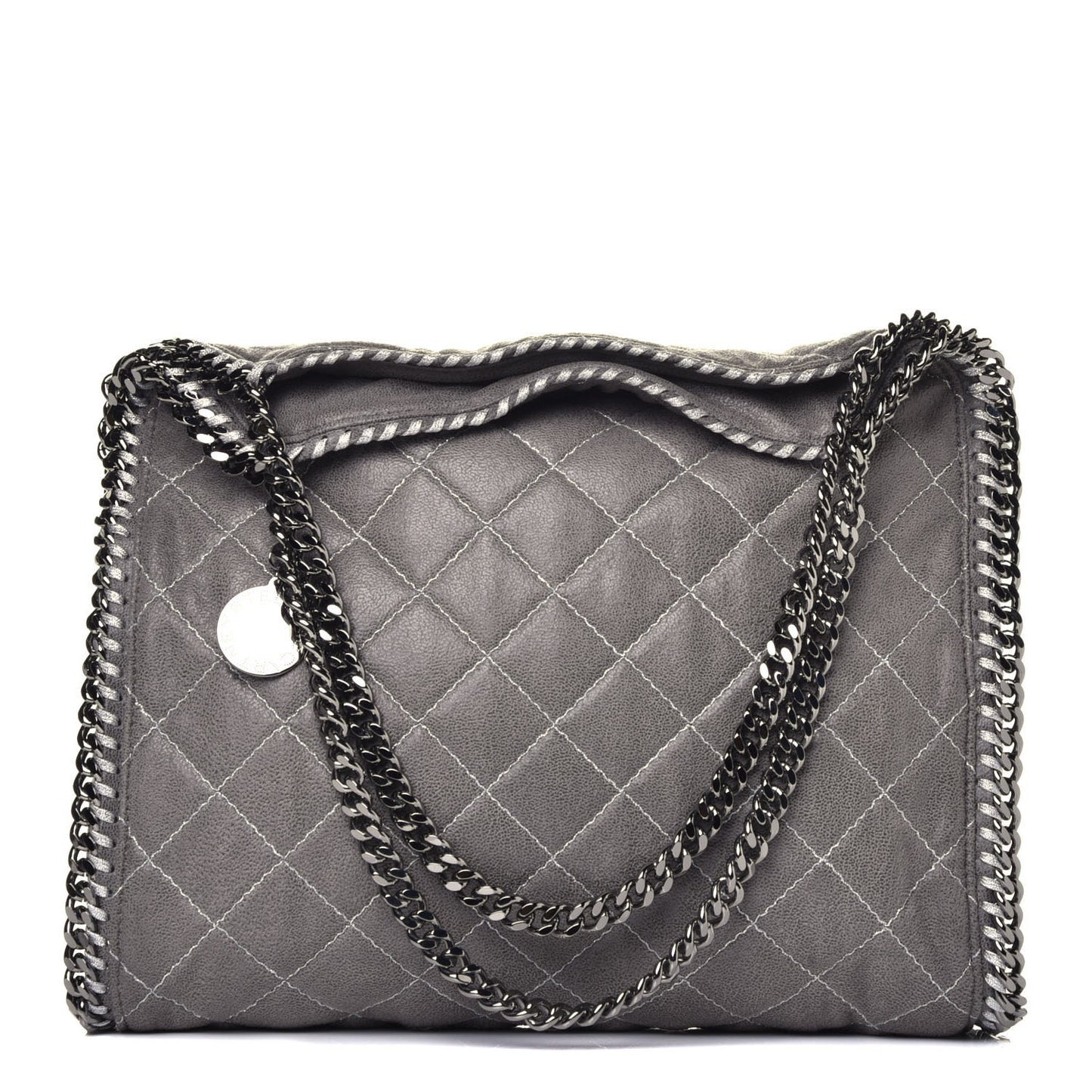 Shaggy Deer Quilted Small Falabella Tote Light Grey