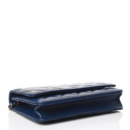 Chanel Caviar Quilted Wallet On Chain WOC Navy Blue 4 of 11
