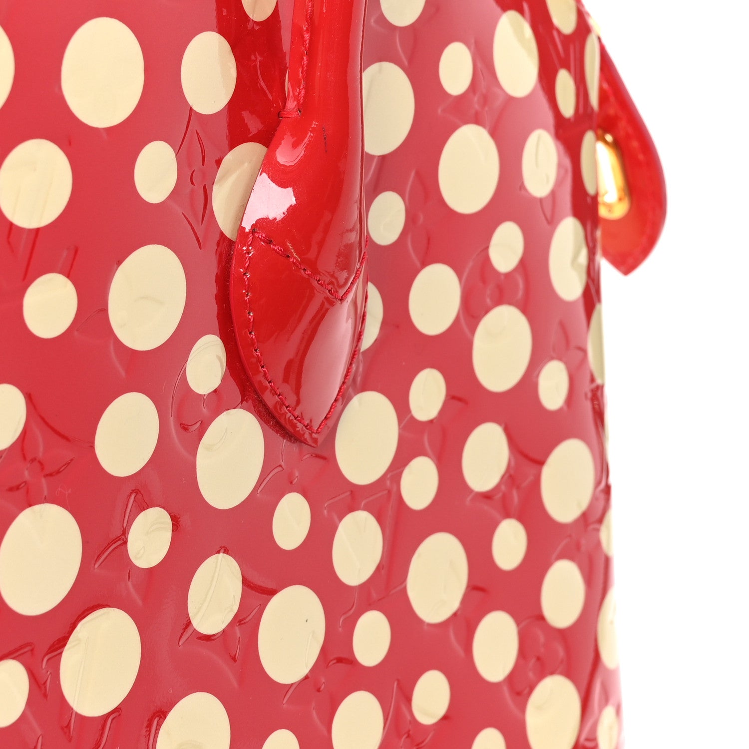 Louis Vuitton Vernis Kusama Infinity Dots Lockit MM Red 10 of 11