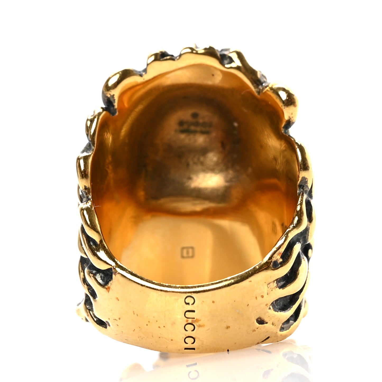 Metal Lion Head Ring 56/7.5 Aged Gold