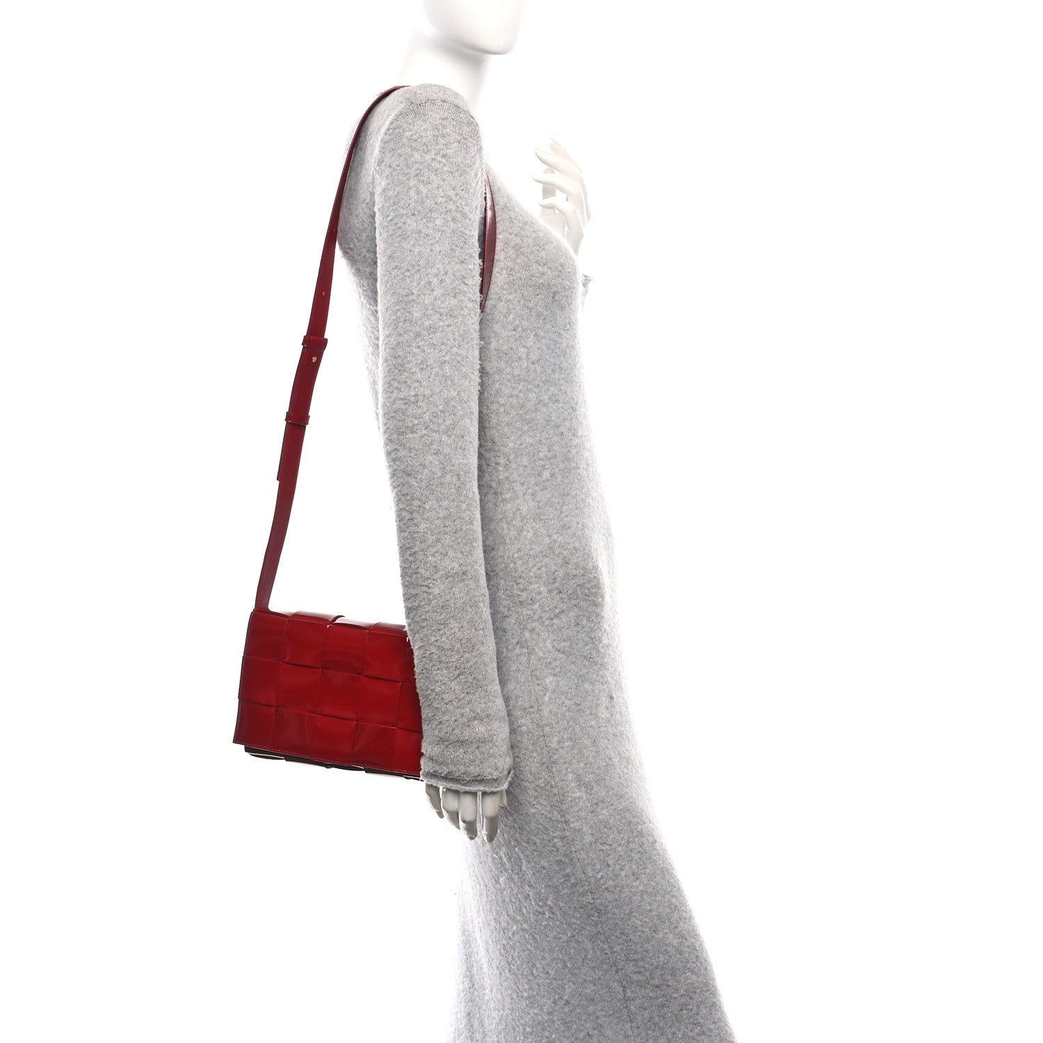 Bottega Veneta Patent Maxi Intrecciato Cassette Crossbody Bag Red 2 of 11