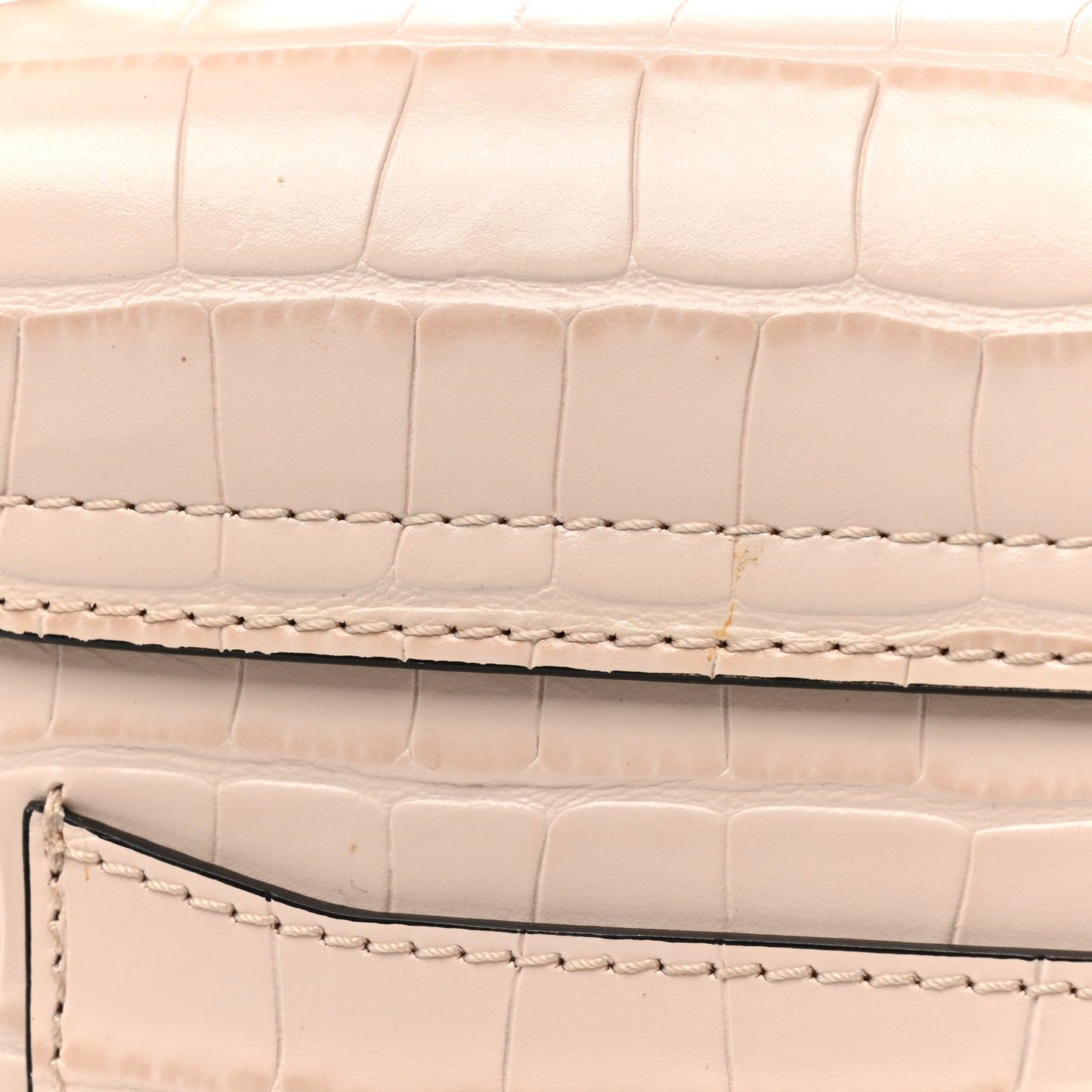 Calfskin Crocodile Embossed Small C Double Carry Cement Pink