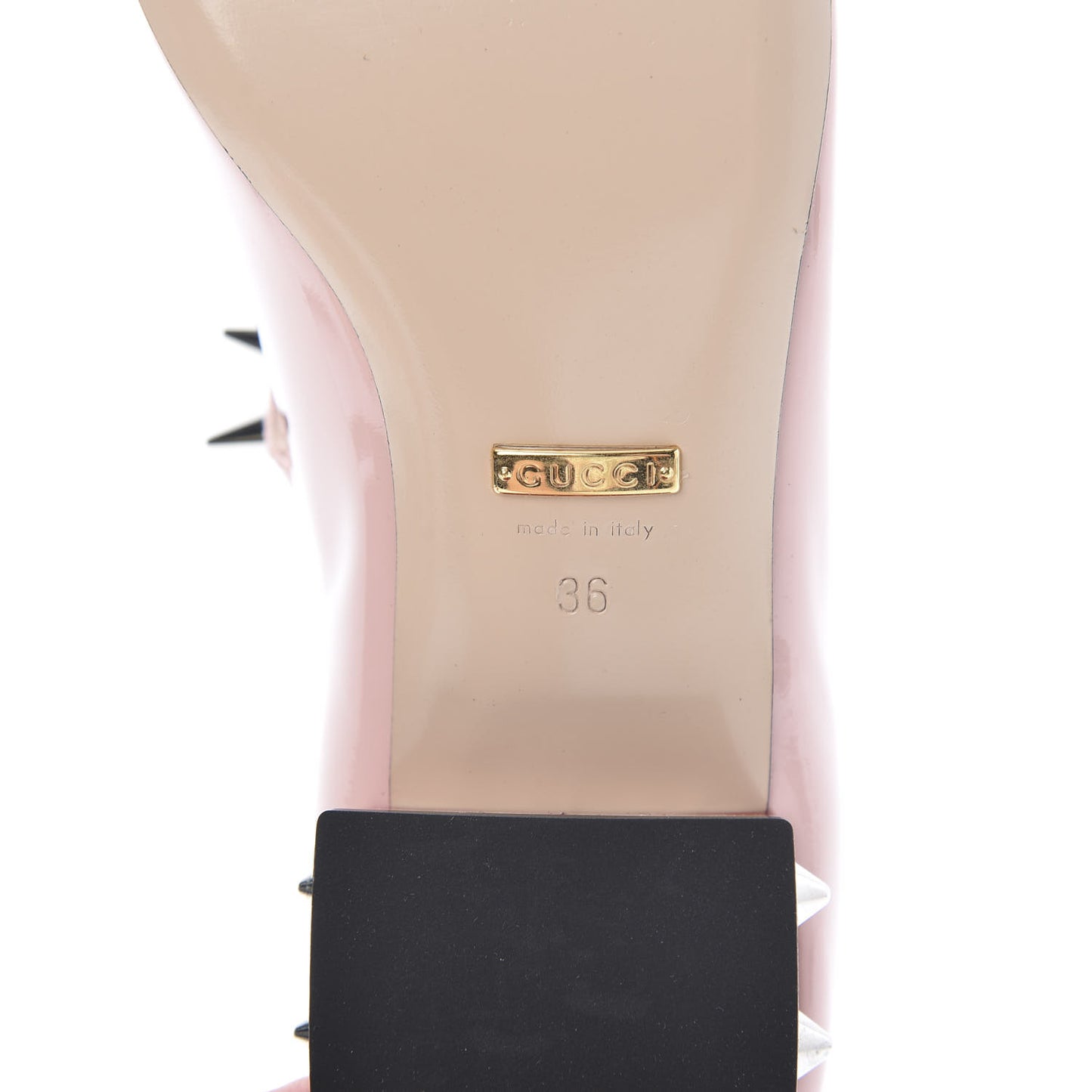 Patent Crystal GG Bow Sadie Spike Low Heel Ballerina Loafers 36 Perfect Pink