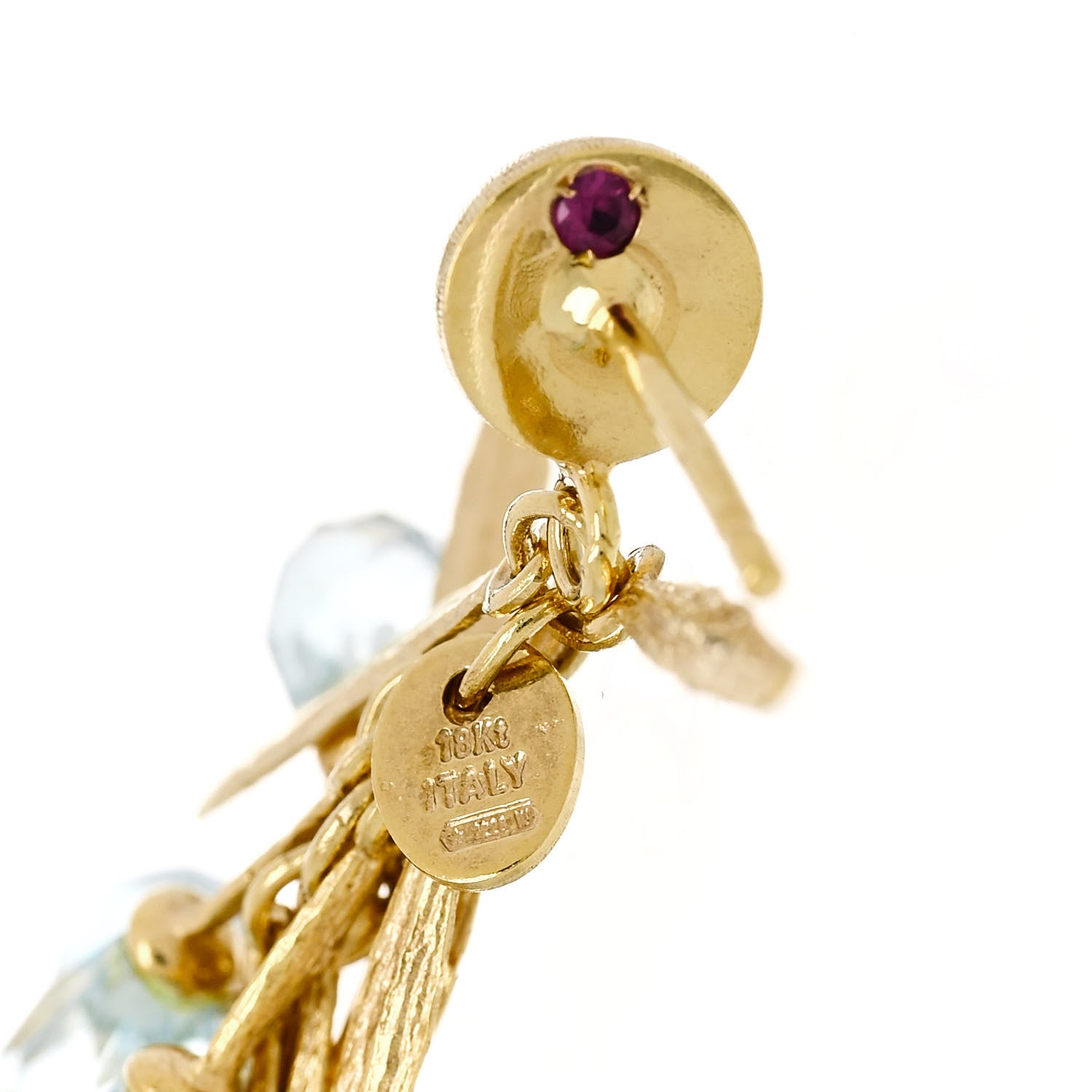 Roberto Coin 18K Yellow Gold Blue Topaz Drop Earrings 4 of 4