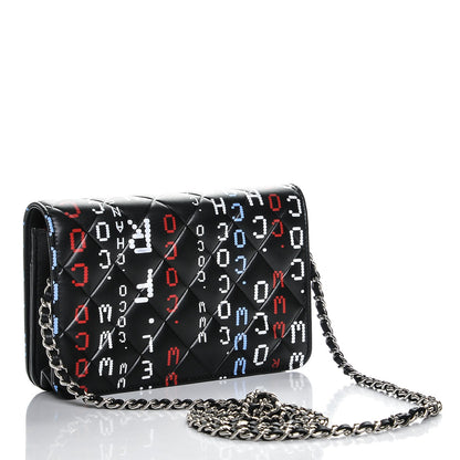 Chanel Lambskin Quilted Data Center Wallet On Chain WOC Black 3 of 8
