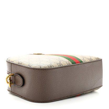 Gucci GG Supreme Monogram Textured Dollar Calfskin Web Ophidia Wristlet Shoulder Bag Beige Ebony New Acero 4 of 14