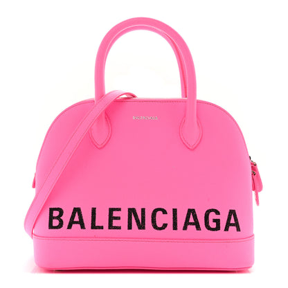 Balenciaga Signature Grained Calfskin Logo M Ville Top Handle Bag Rose Bubblegum Black 1 of 19