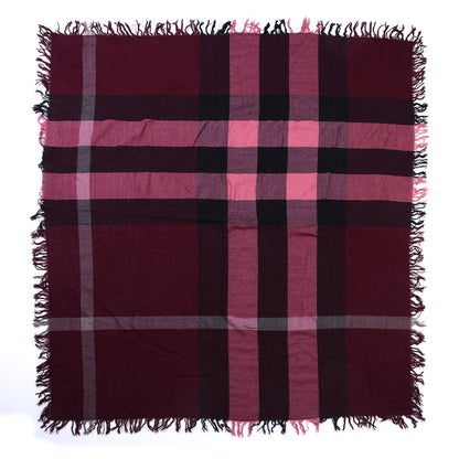 Burberry Wool Check Fringe Scarf Garnet Pink 1 of 3