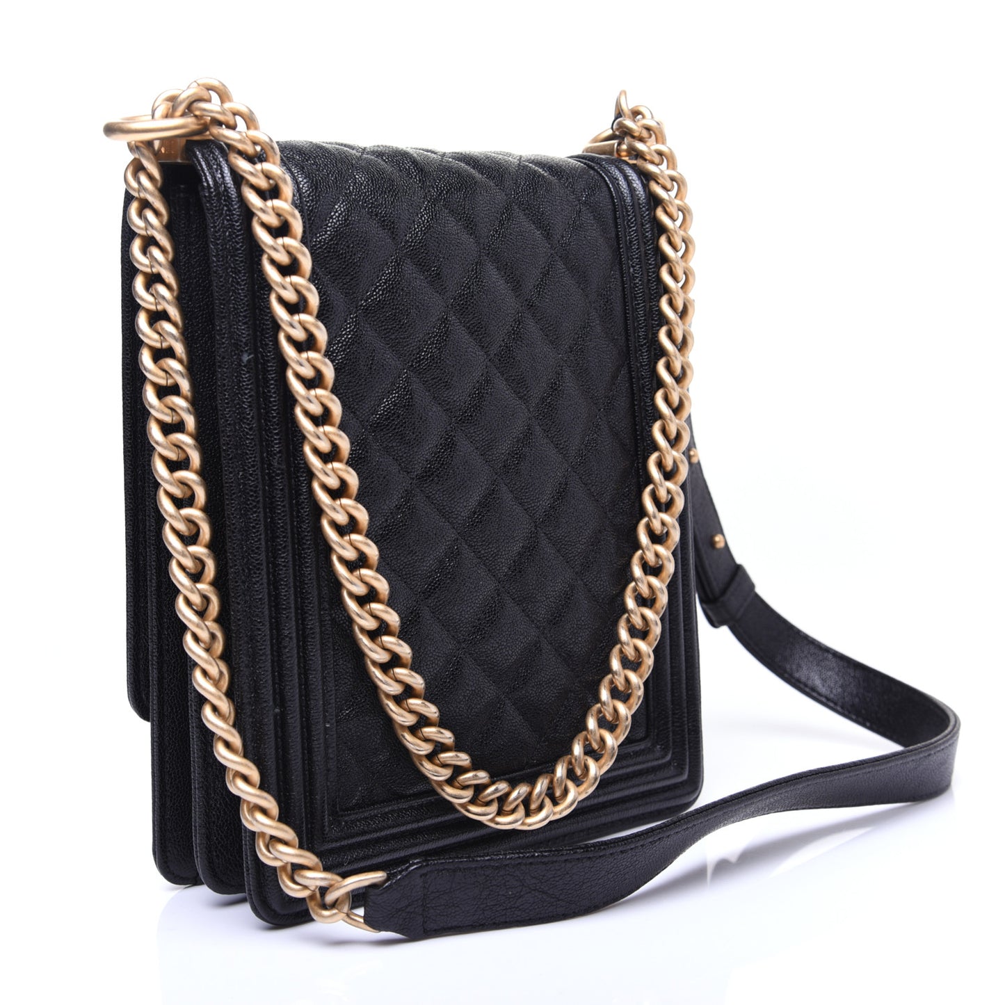 Caviar Quilted North South Boy Flap Black