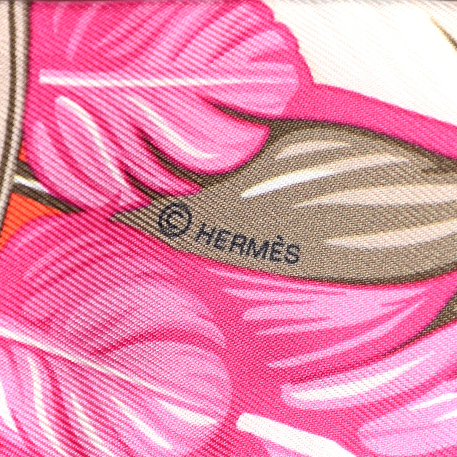 Hermes Silk La Danse Pacifique Twilly Orange Fuchsia Kaki 4 of 5