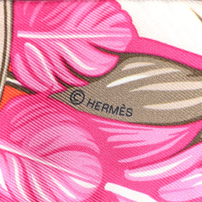 Hermes Silk La Danse Pacifique Twilly Orange Fuchsia Kaki 4 of 5