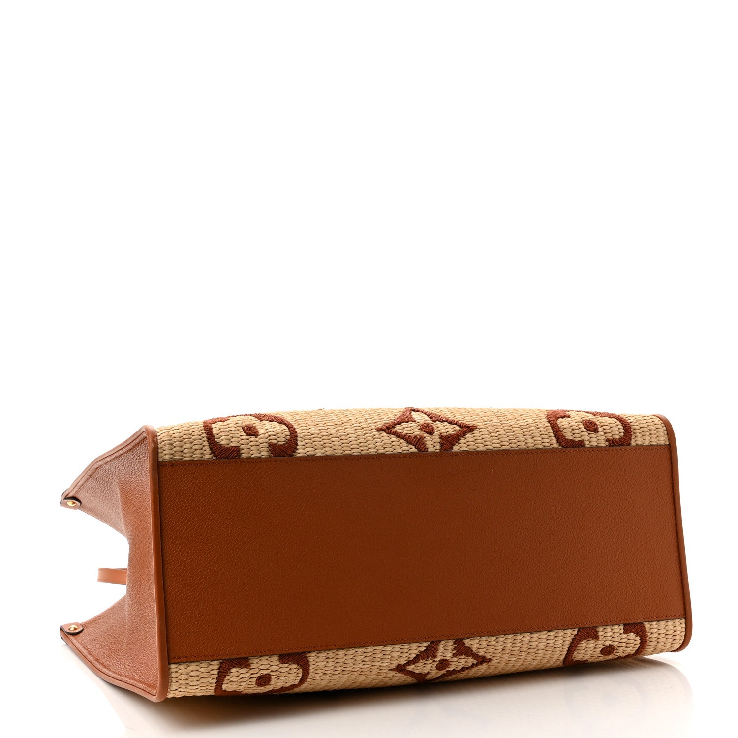 Louis Vuitton Raffia Calfskin Monogram Giant Onthego GM Tan 4 of 9