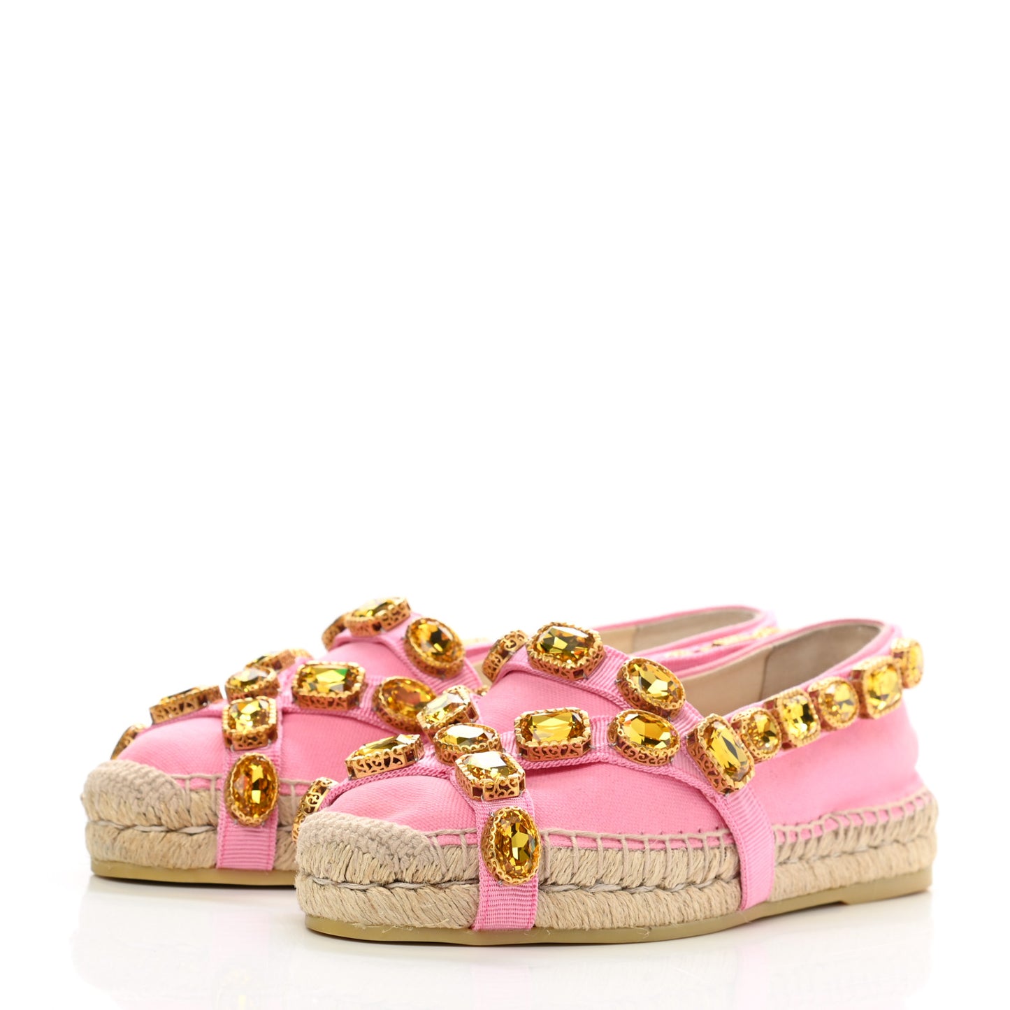 Canvas Crystal Embellished Espadrilles 35.5 Pink
