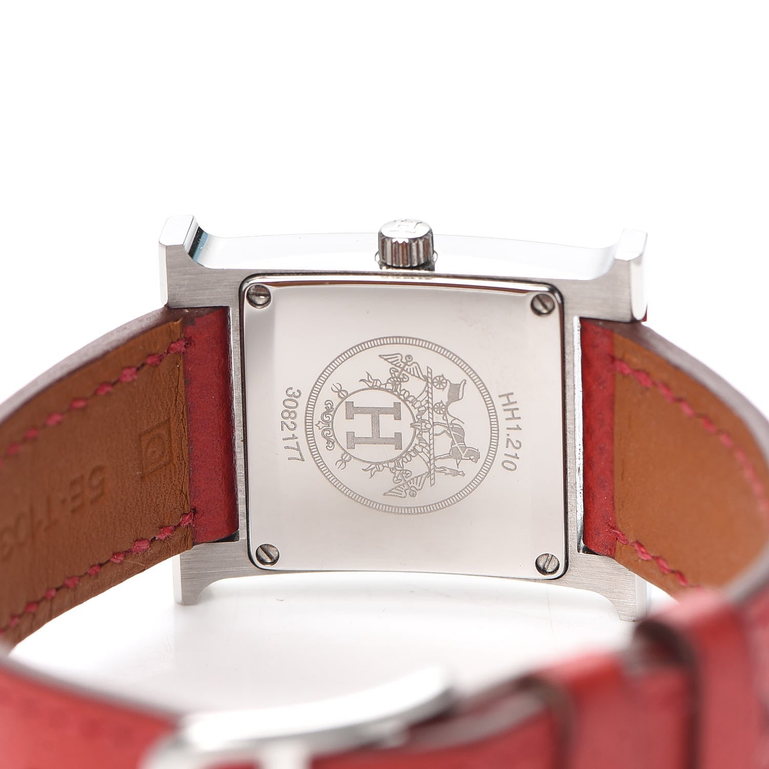 Hermes Stainless Steel Epsom 21mm Heure H Hour Quartz Watch Rouge 4 of 6