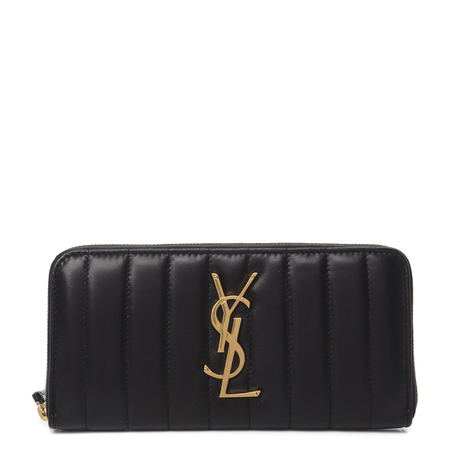 Lambskin Matelasse Monogram Vicky Continental Wallet Black