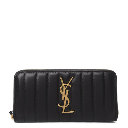 Saint Laurent Lambskin Matelasse Monogram Vicky Continental Wallet Black 1 of 8