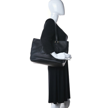 Prada Vitello Daino Embossed Logo Tote Black 2 of 12