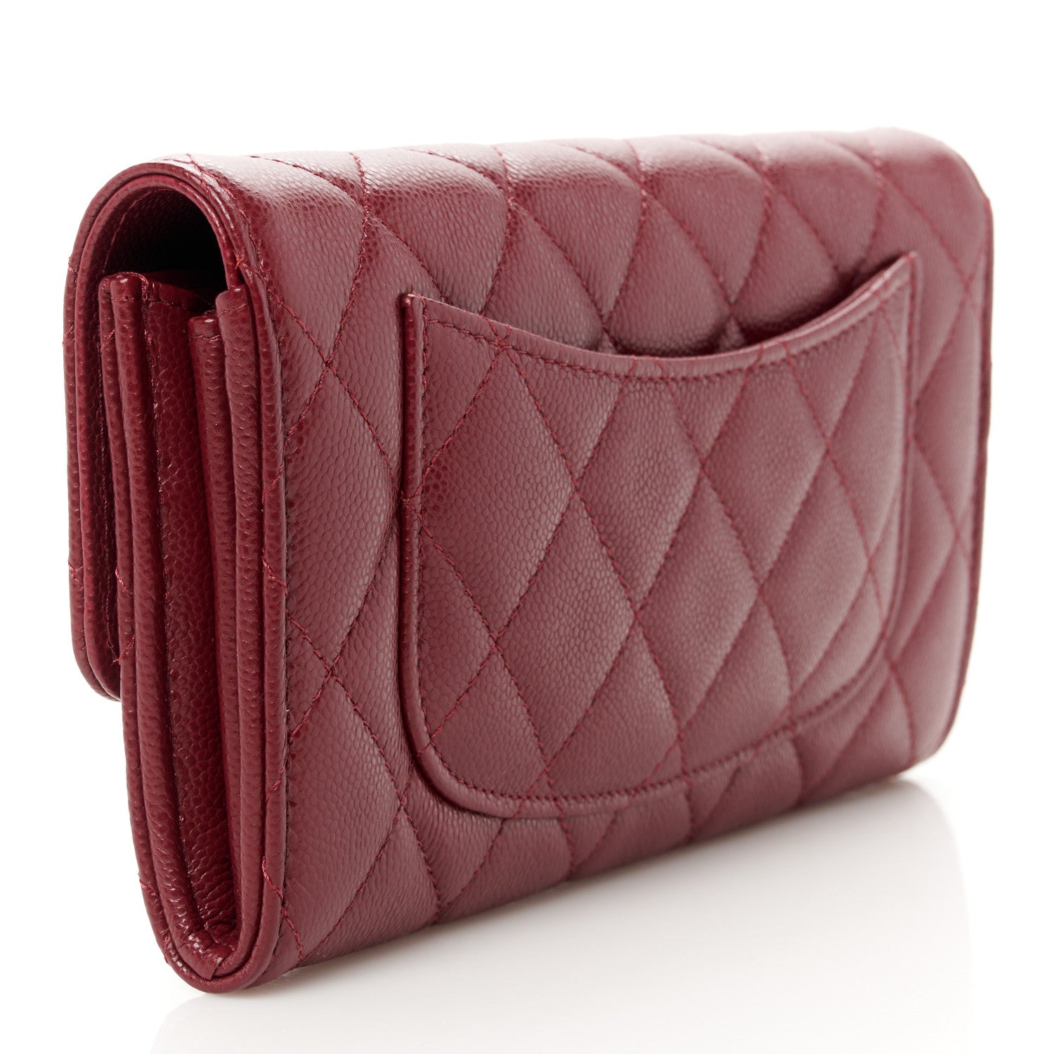Chanel Caviar Quilted Large Gusset Flap Wallet Burgundy 3 of 9