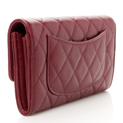 Chanel Caviar Quilted Large Gusset Flap Wallet Burgundy 3 of 9