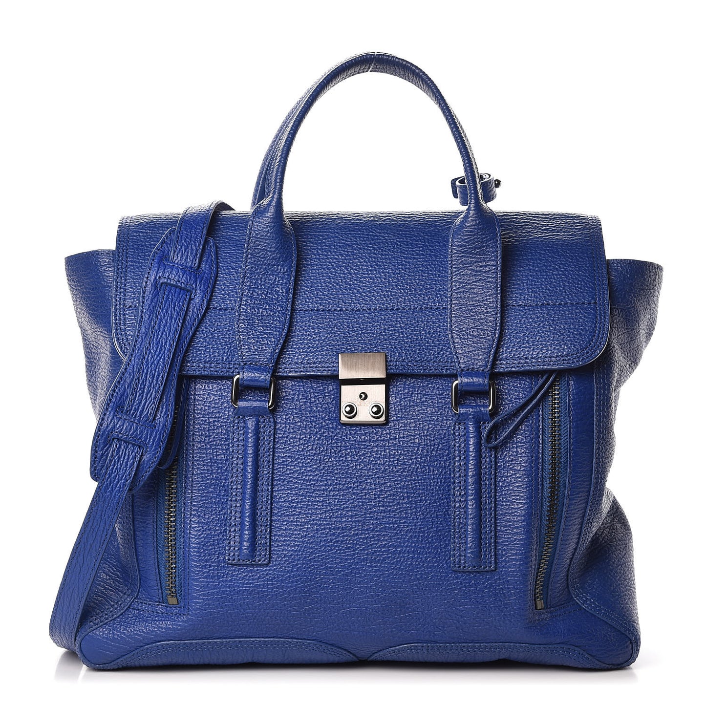 3.1 Textured Calfskin Large Pashli Satchel Cobalt