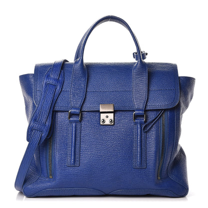 3.1 Phillip Lim 3.1 Textured Calfskin Large Pashli Satchel Cobalt 1 of 10