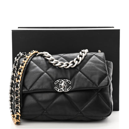 Chanel Lambskin Quilted Large Chanel 19 Flap Black 10 of 10