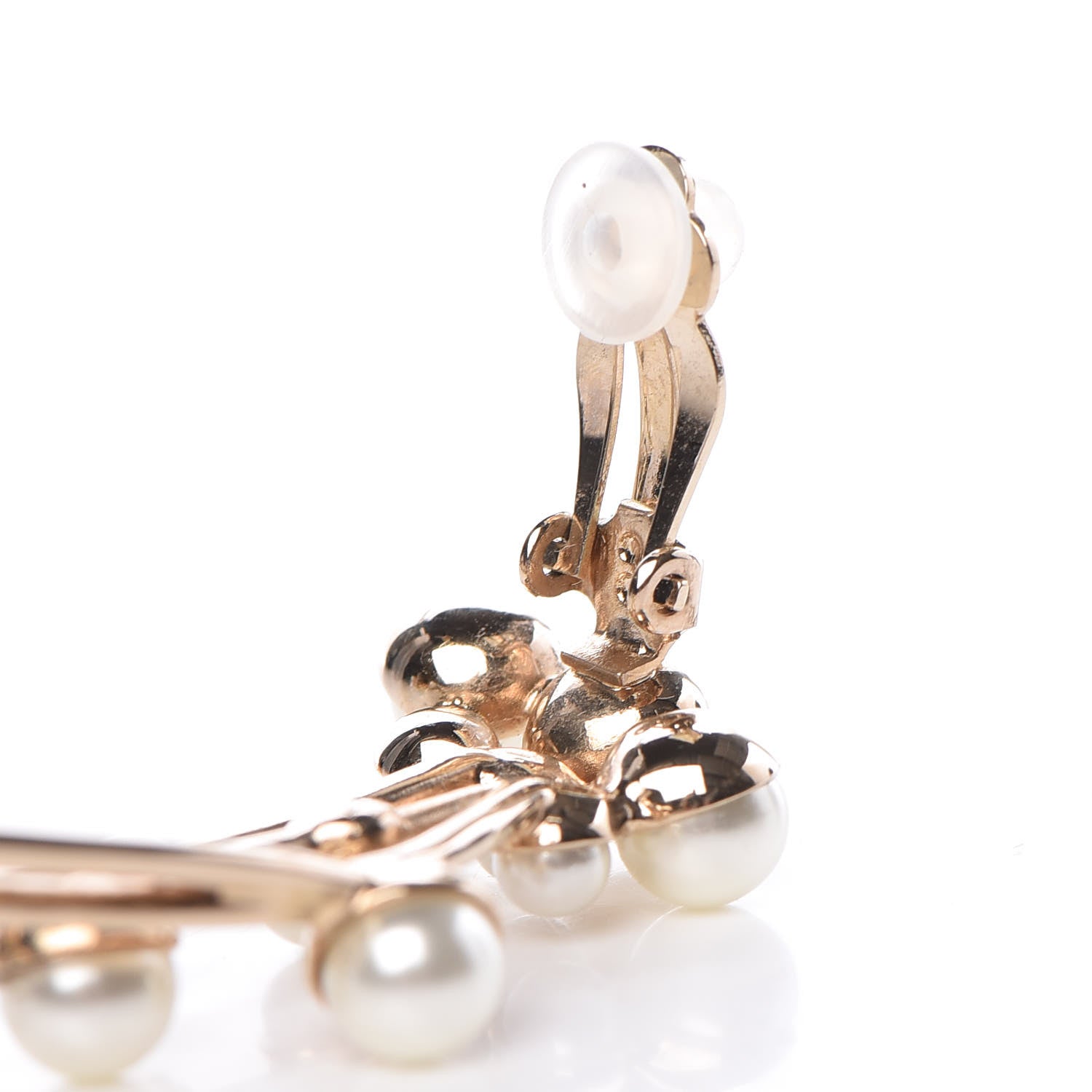 Christian Dior Pearl Crystal Clip On Earring Gold 4 of 5