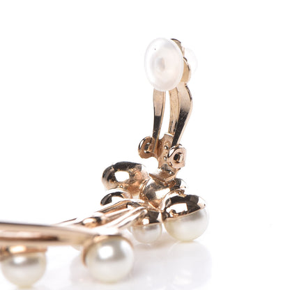 Christian Dior Pearl Crystal Clip On Earring Gold 4 of 5
