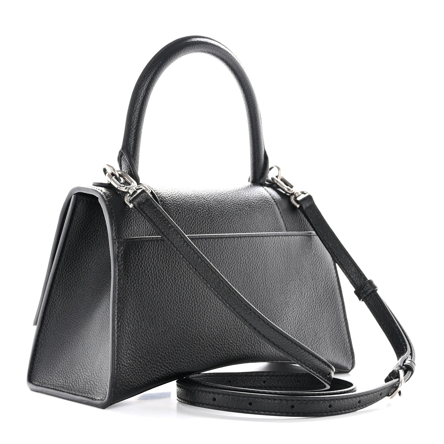Balenciaga Grained Calfskin Small Hourglass Top Handle Bag Black 3 of 10