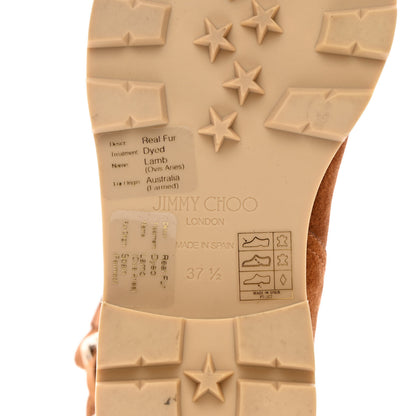 Jimmy Choo Soft Suede Shearling Biker Boots 37.5 Tan 7 of 12