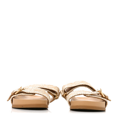 Louis Vuitton Raffia Monogram Bom Dia Flat Mule Sandals 39 Natural 3 of 8