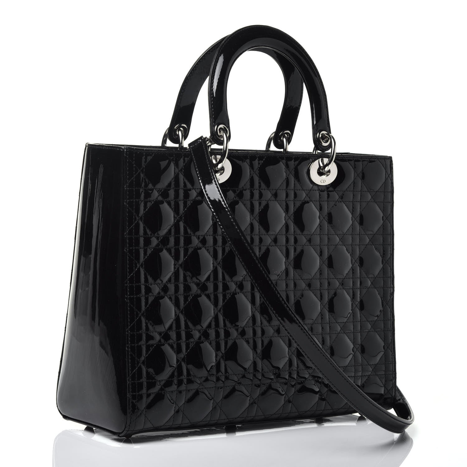 Christian Dior Patent Cannage Large Lady Dior Black 4 of 10