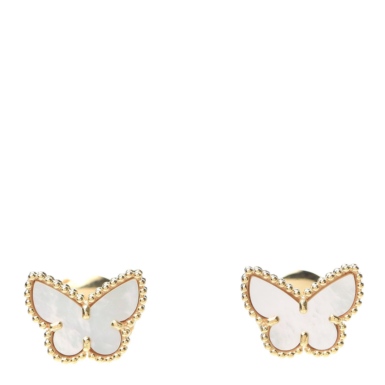 Van Cleef & Arpels 18K Yellow Gold Mother of Pearl Sweet Alhambra Butterfly Earrings 1 of 7