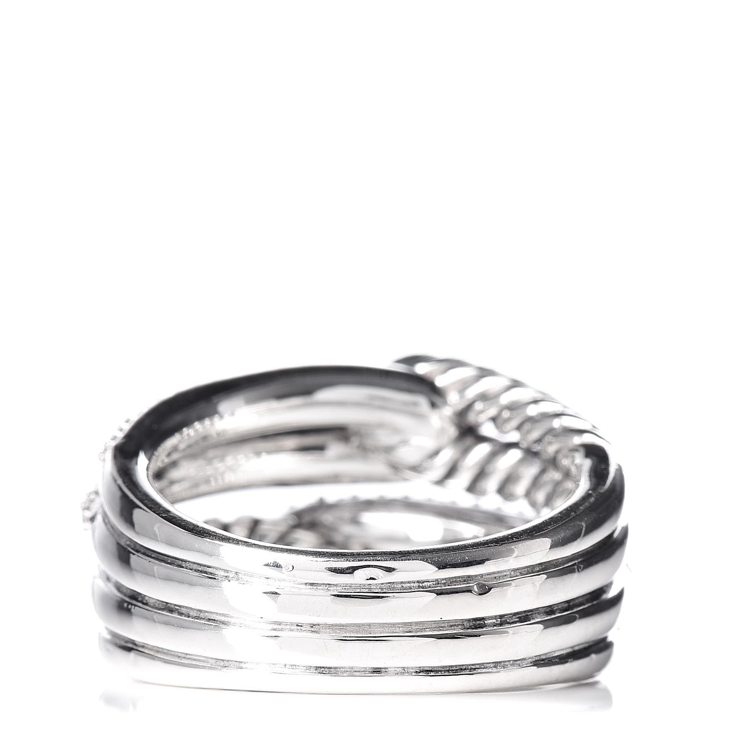 David Yurman Sterling Silver Diamond 13mm Labyrinth Double Loop Ring 53 6.5 4 of 5