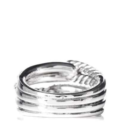 David Yurman Sterling Silver Diamond 13mm Labyrinth Double Loop Ring 53 6.5 4 of 5