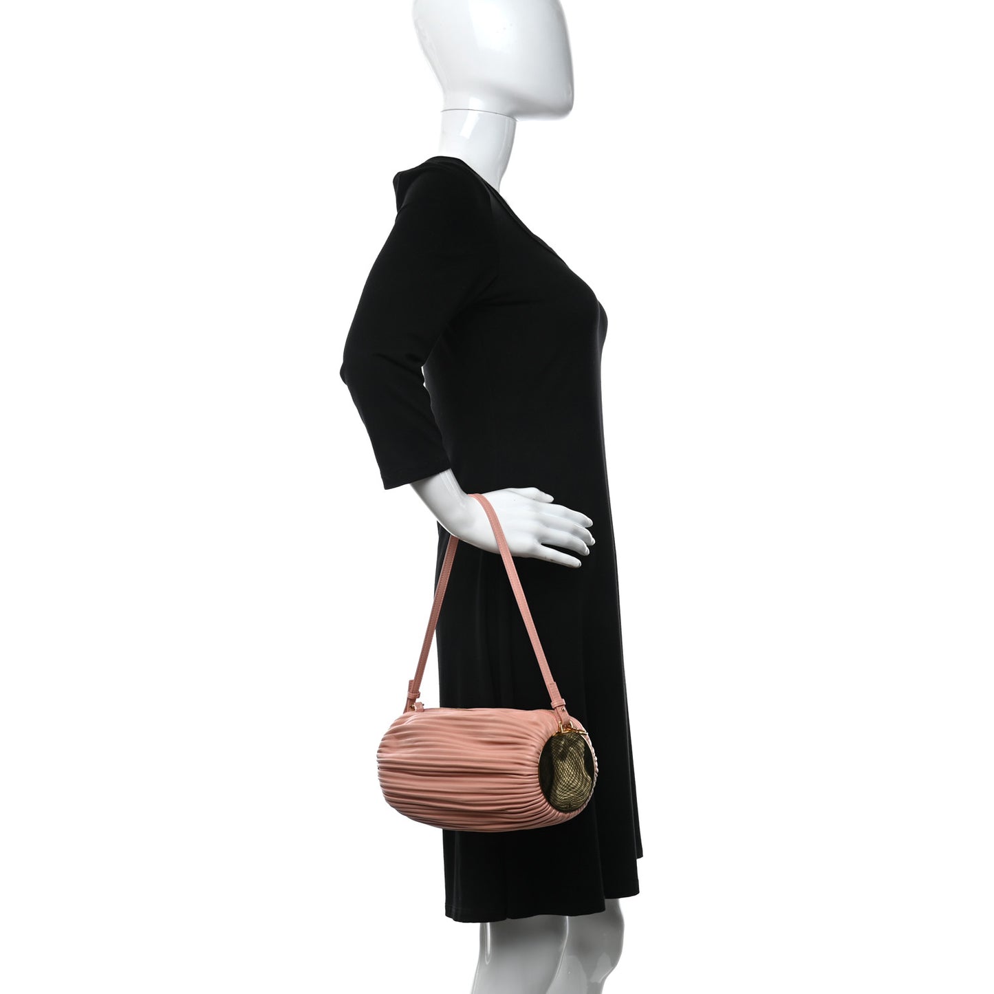 Lambskin Pleated Bracelet Pouch Shoulder Bag Blossom