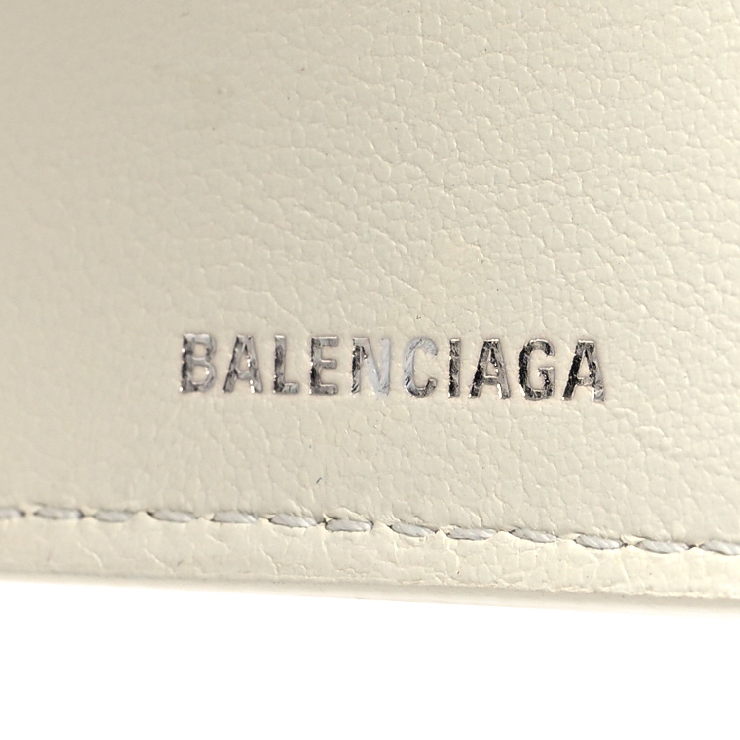 Balenciaga Grained Calfskin Logo Mini Cash Wallet White Light Green 7 of 9