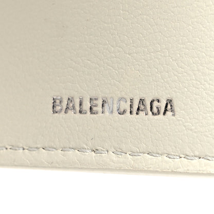 Balenciaga Grained Calfskin Logo Mini Cash Wallet White Light Green 7 of 9