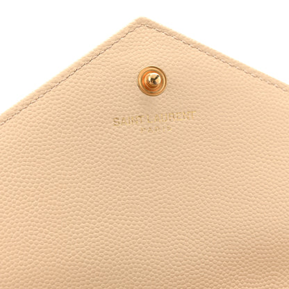 Saint Laurent Grain De Poudre Matelasse Chevron Monogram Chain Wallet Dark Beige 7 of 13