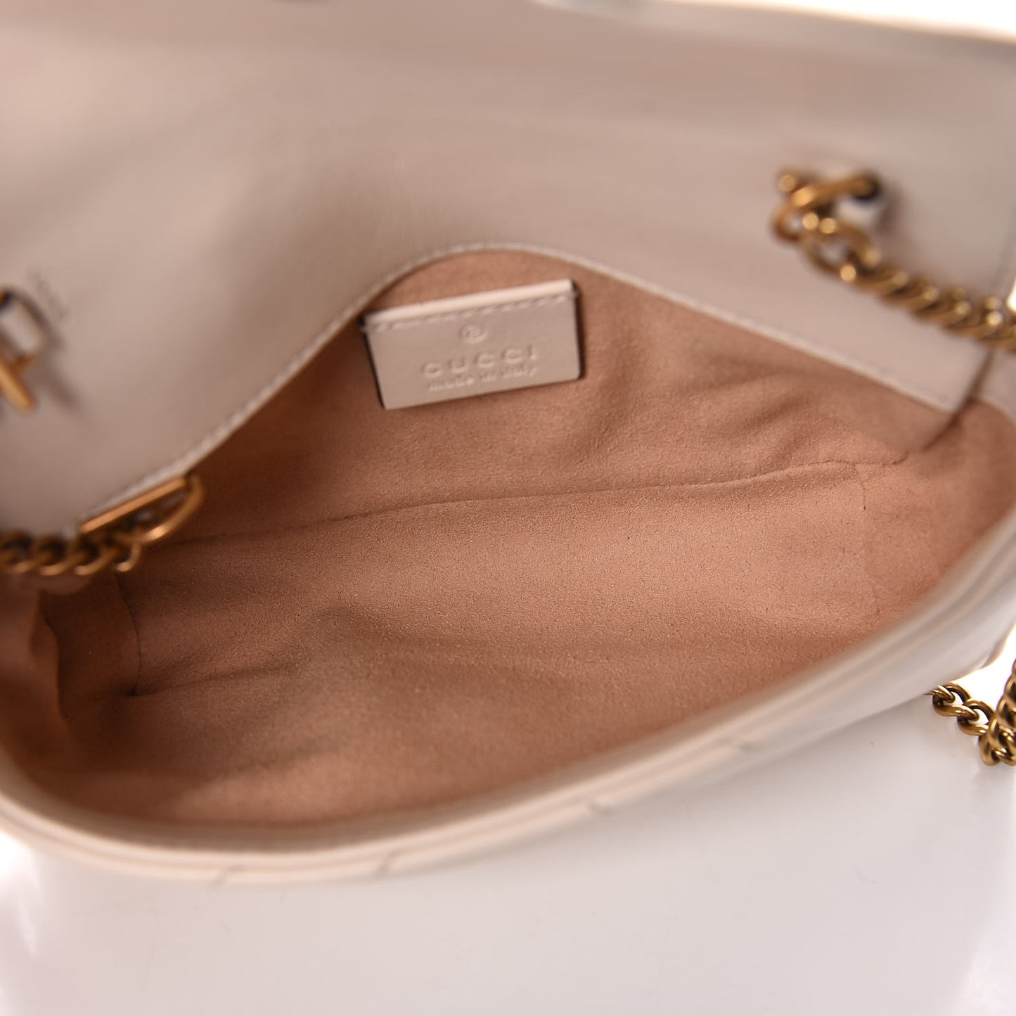 Calfskin Matelasse Super Mini GG Marmont Shoulder Bag White