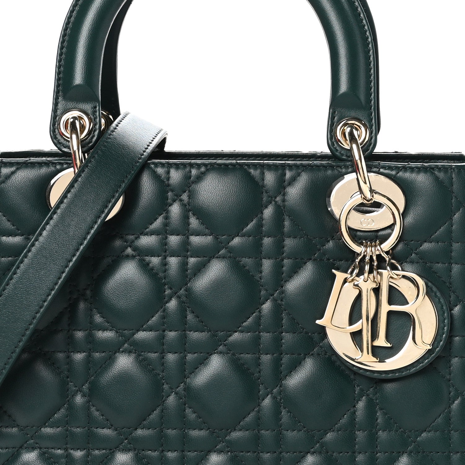 Christian Dior Lambskin Cannage Medium Lady Dior Pine Green 8 of 10