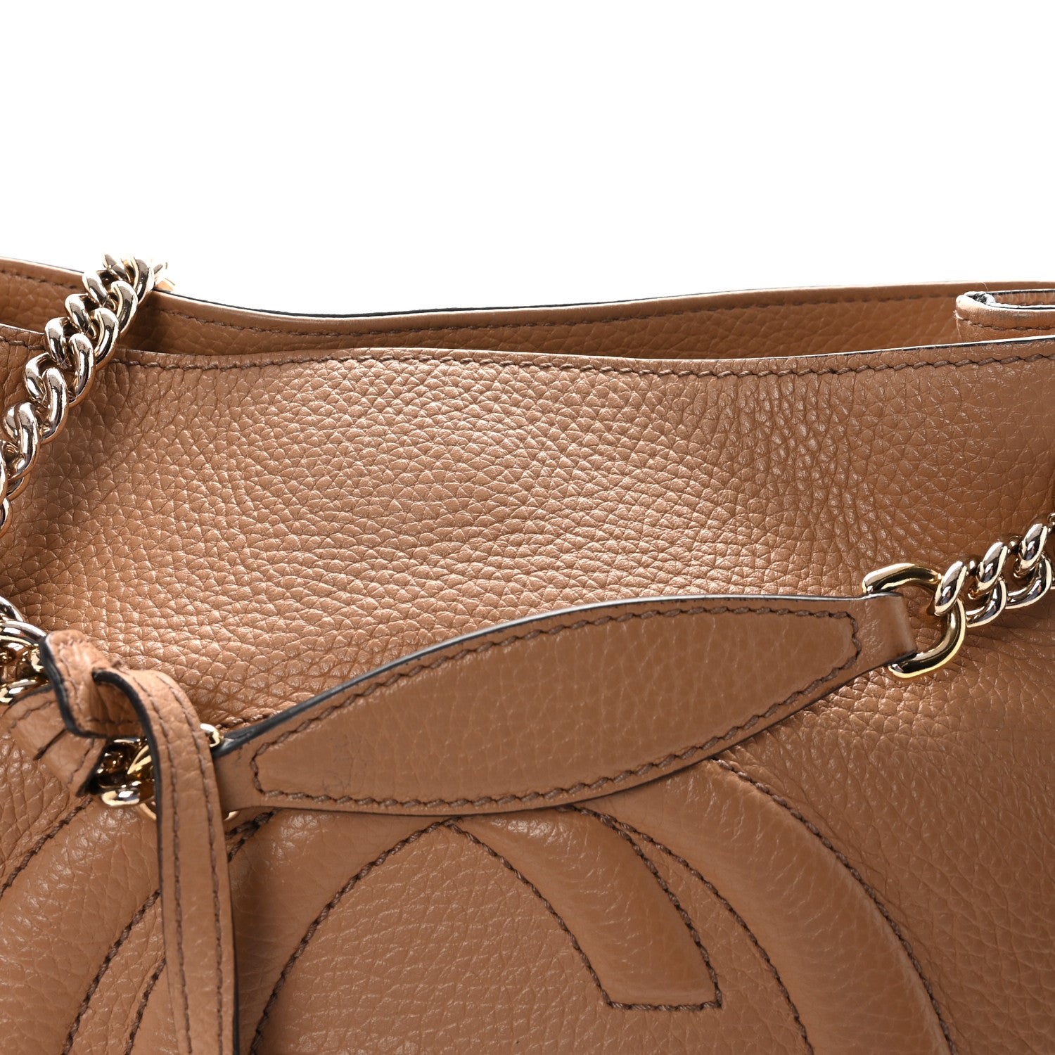 Gucci Pebbled Calfskin Medium Soho Chain Shoulder Bag Camelia 8 of 10