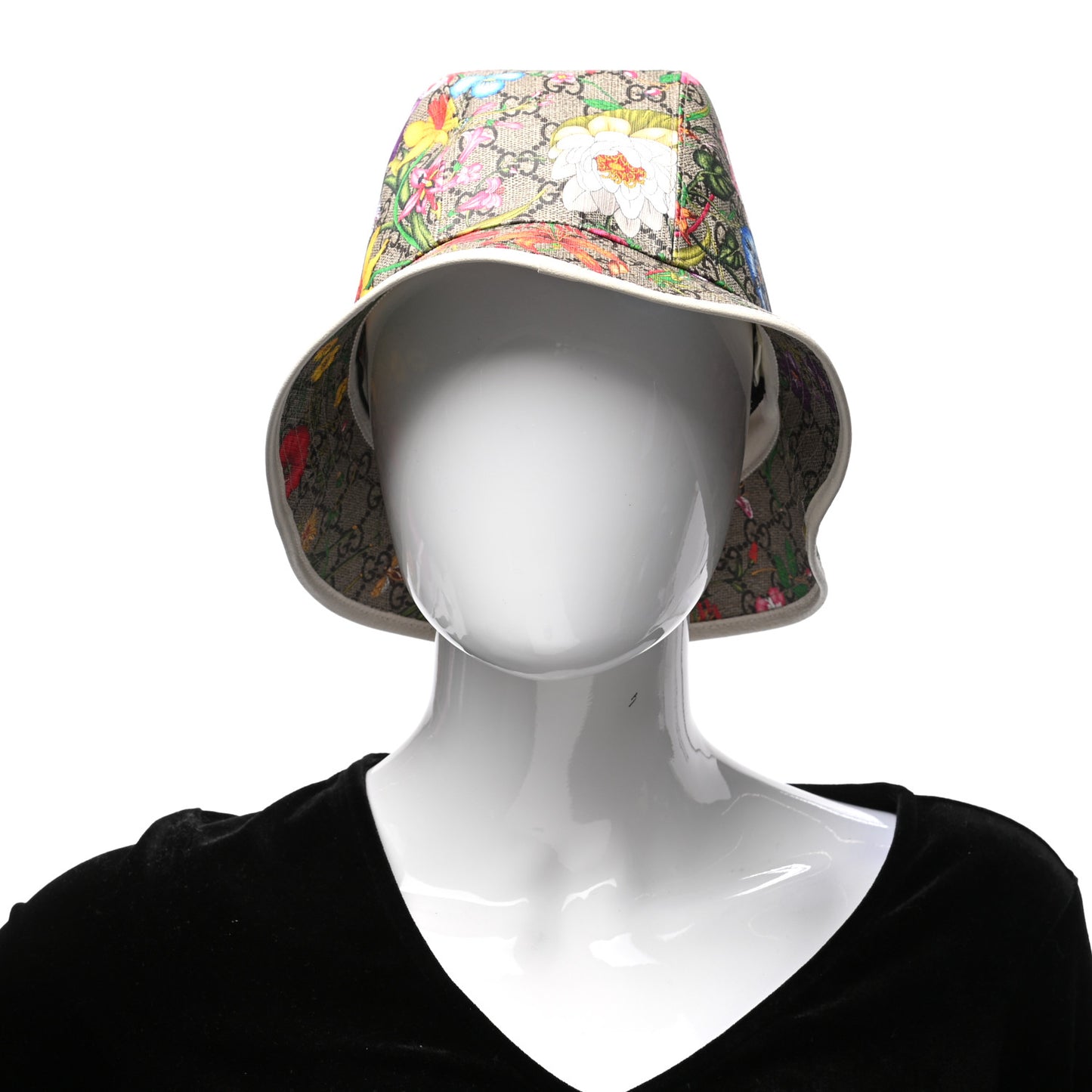 GG Supreme Monogram Flora Fedora Hat L White