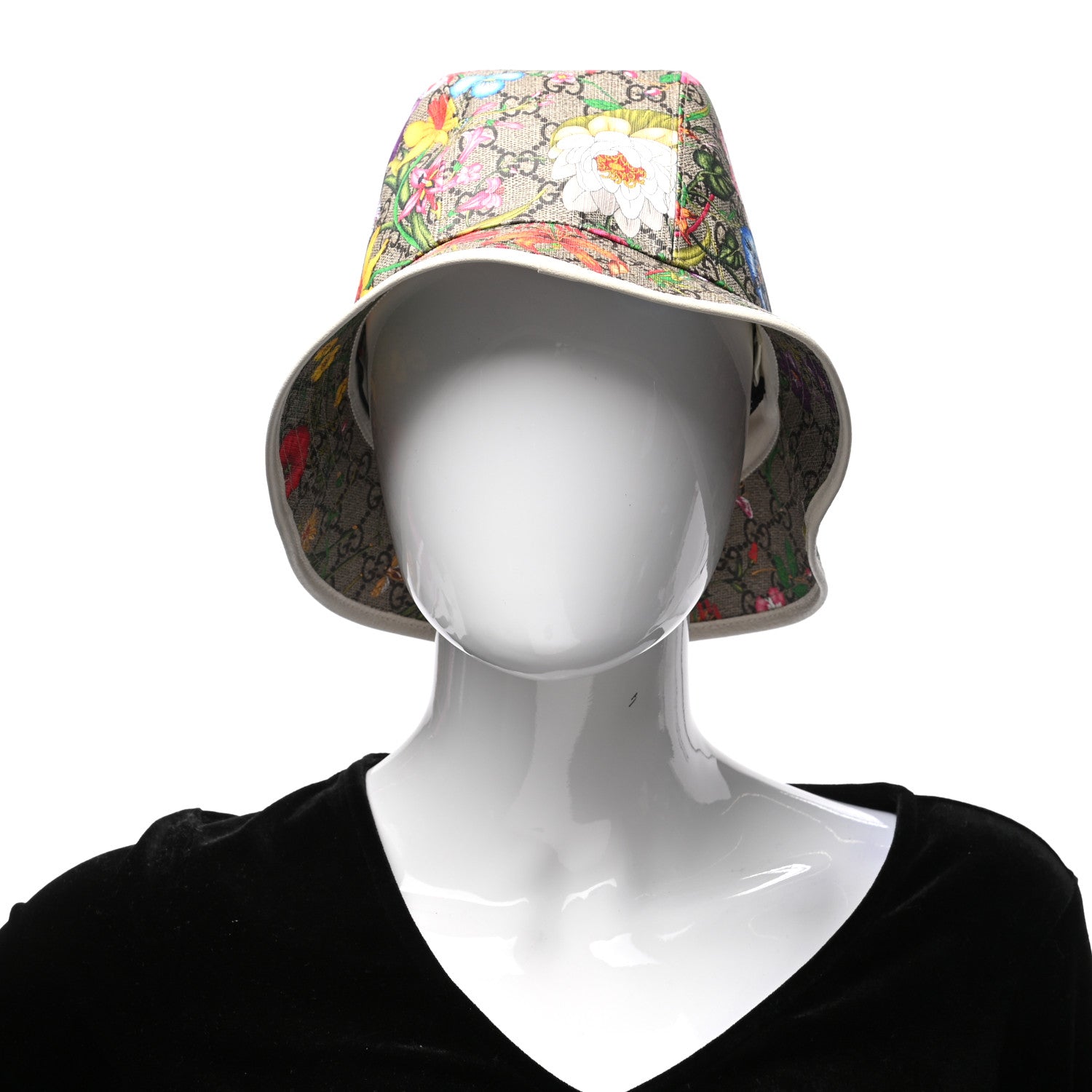 Gucci GG Supreme Monogram Flora Fedora Hat L White 2 of 7