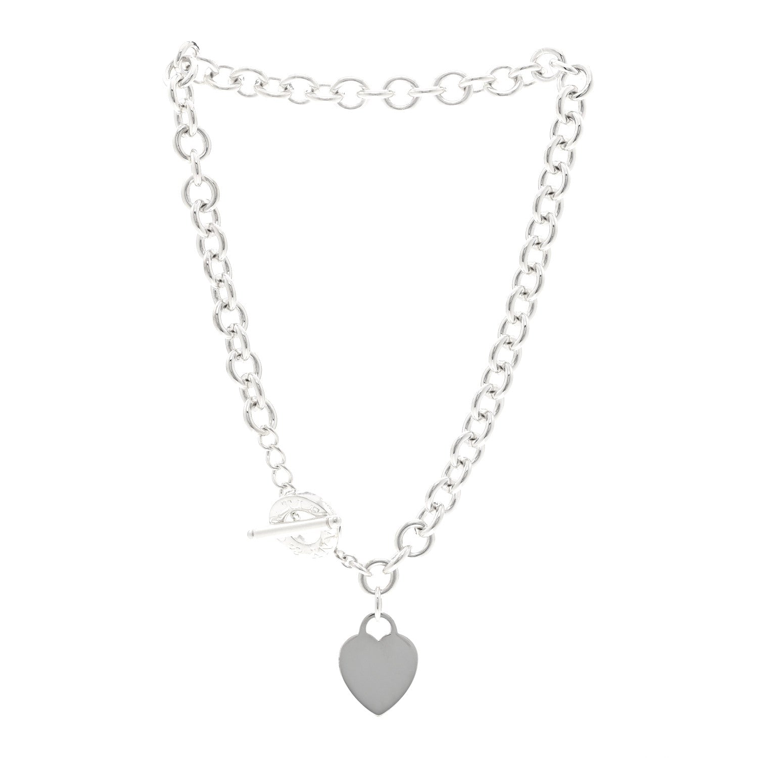 Tiffany Sterling Silver Heart Tag Toggle Necklace 3 of 5